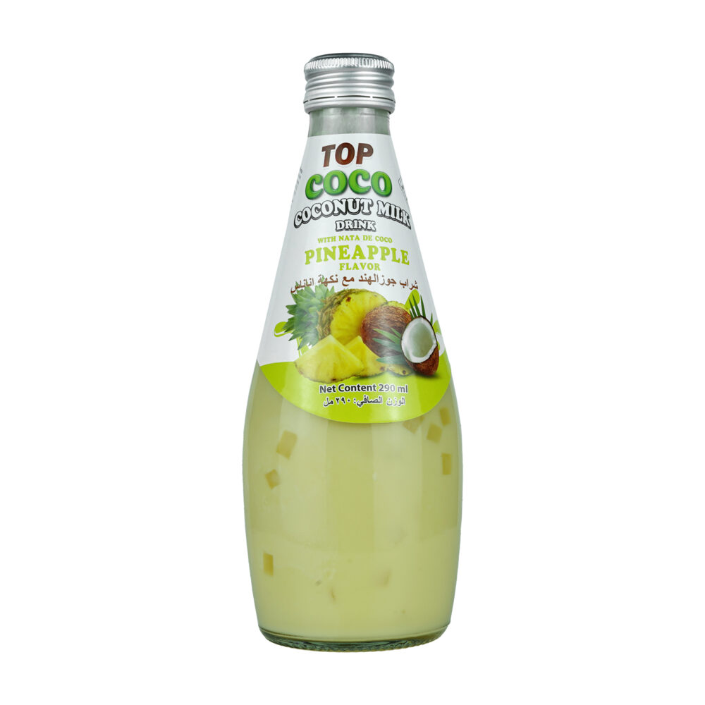Coconut milk flavored with pineapple with coconut pieces